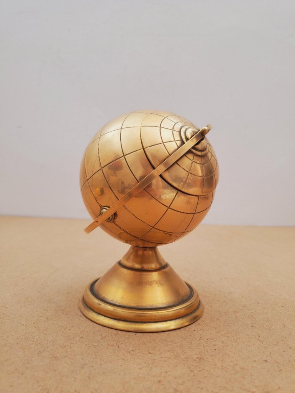 Rare Mid-Century Modern Art Deco Brass Metal Globe Cigarette Dispenser Ashtray
